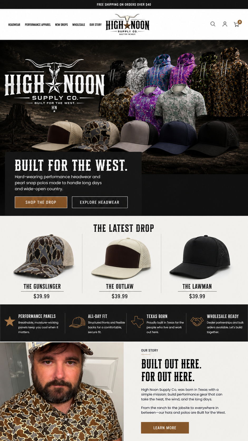 West of Noon ecommerce website concept for High Noon Supply Co.