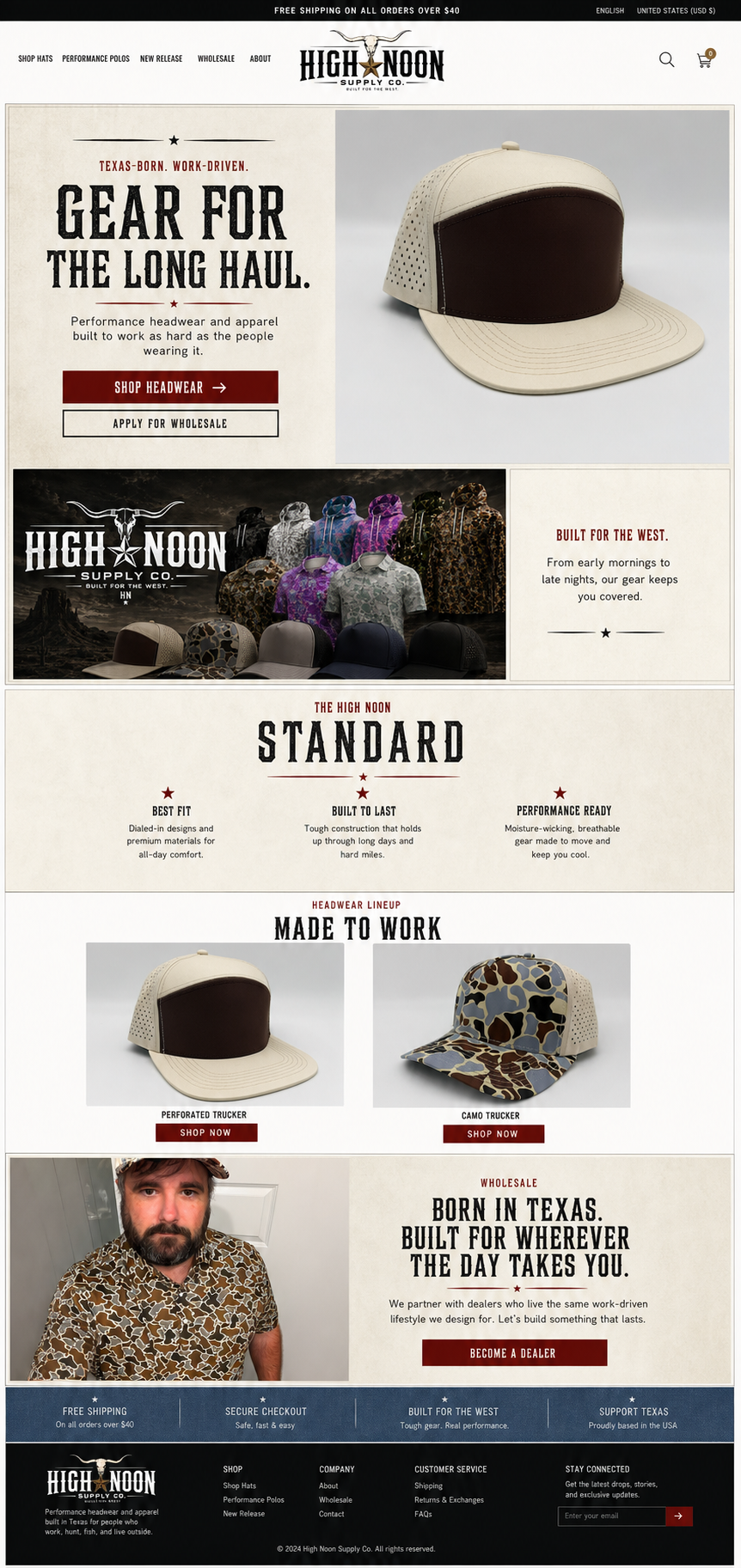 Noon County Supply ecommerce website concept for High Noon Supply Co.