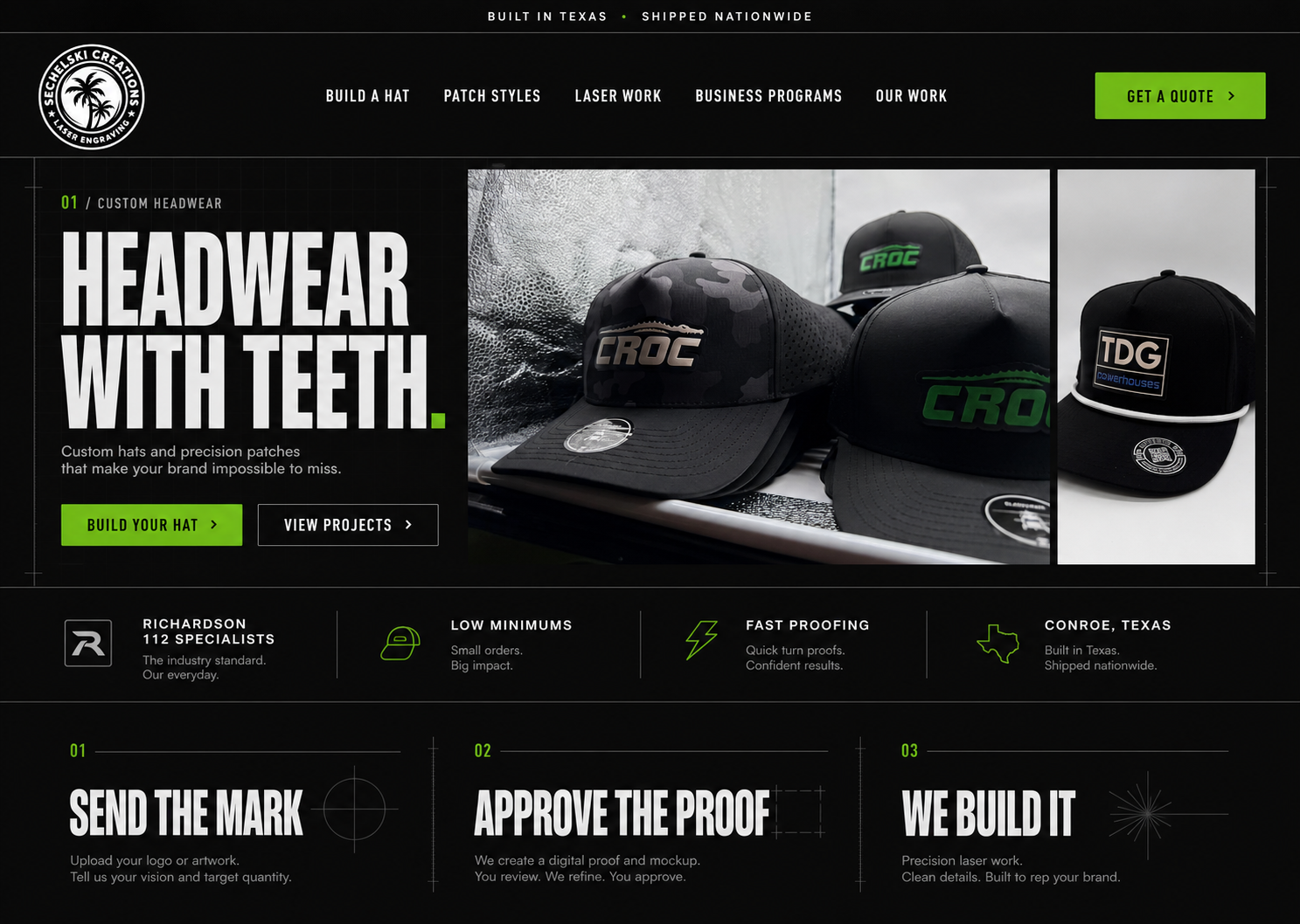 Blackline Works Shopify website concept for Sechelski Creations